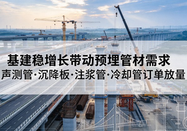 德清基建稳增长带动预埋监测管材需求，声测管、沉降板、注浆管订单持续放量